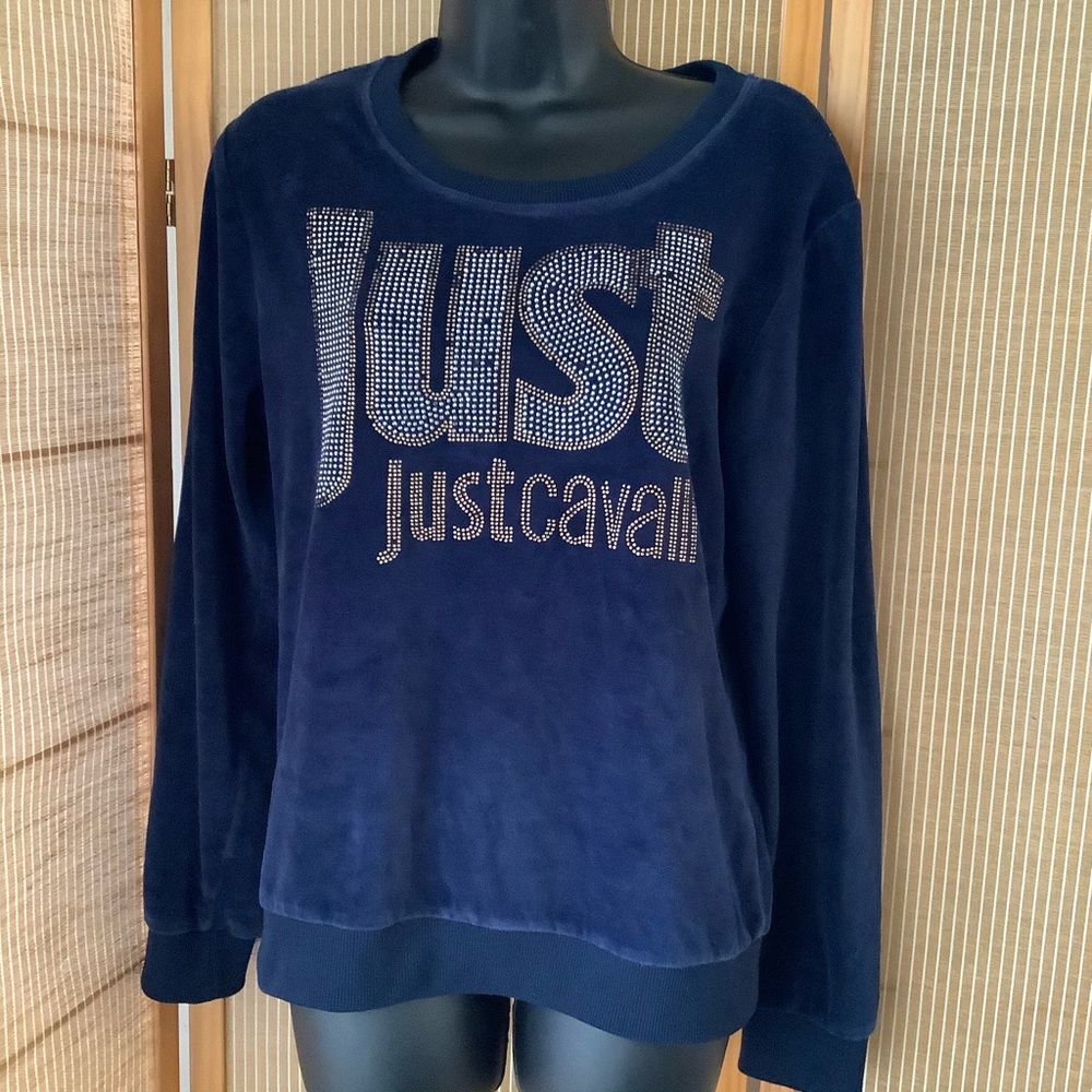 Just cavali women’s velvet sweater blue size Xl